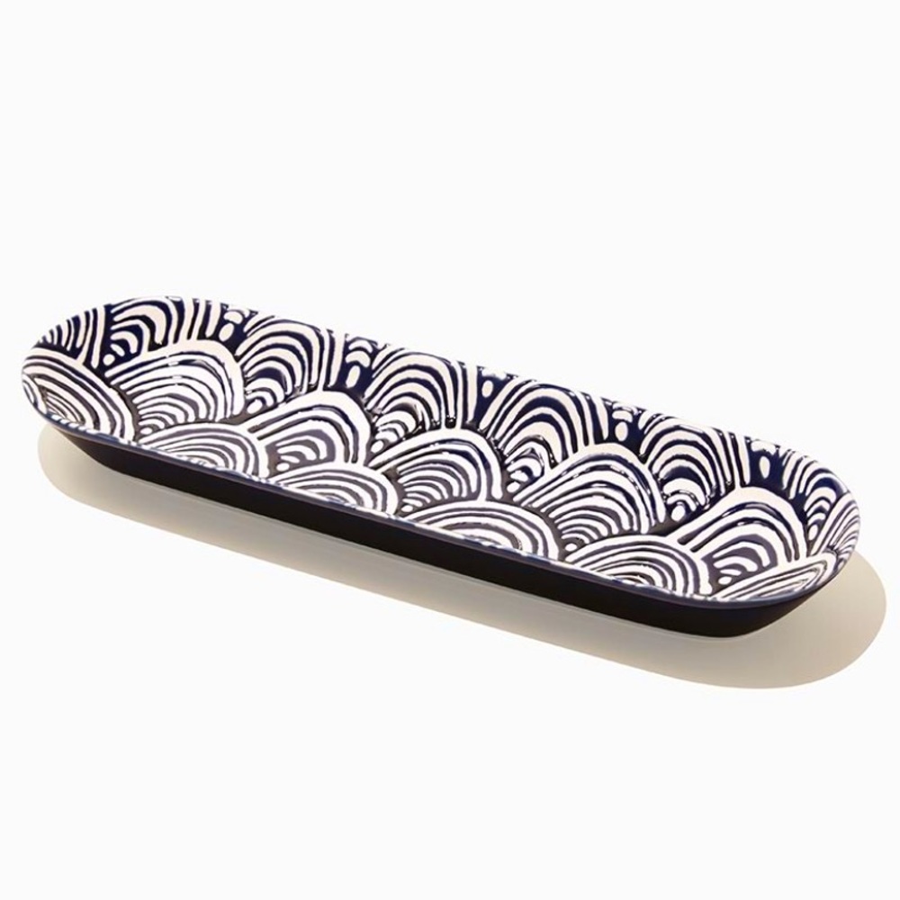 NWT ~ Short Stories Ceramic Tray ~ Navy Blue and White